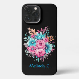 Funda Para iPhone 13 Pro Max Pink and Teal Floral