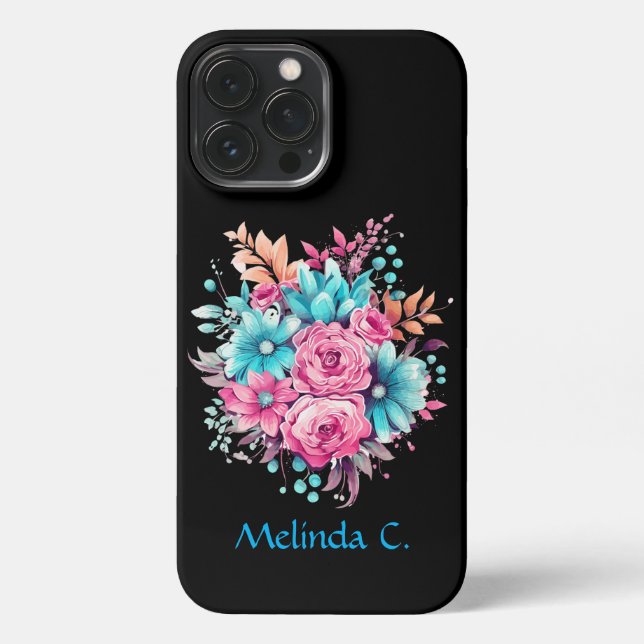 Funda Para iPhone Pink and Teal Floral (Reverso )