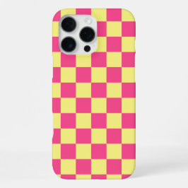 Funda Para iPhone 16 Pro Max Pink and Yellow Checkered Print