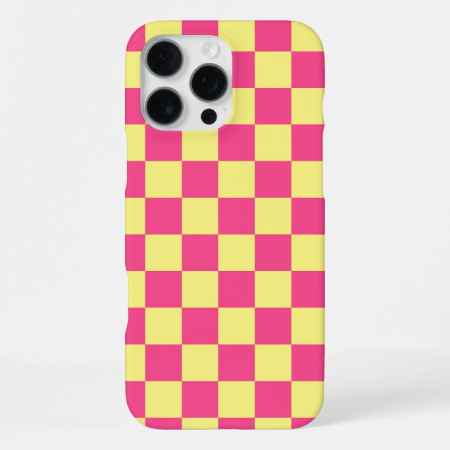 Funda Para iPhone Pink and Yellow Checkered Print (Reverso )