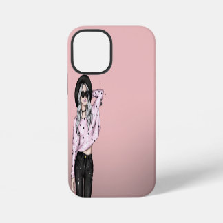 Funda Para iPhone 12 Mini Pink background & sweet girl 