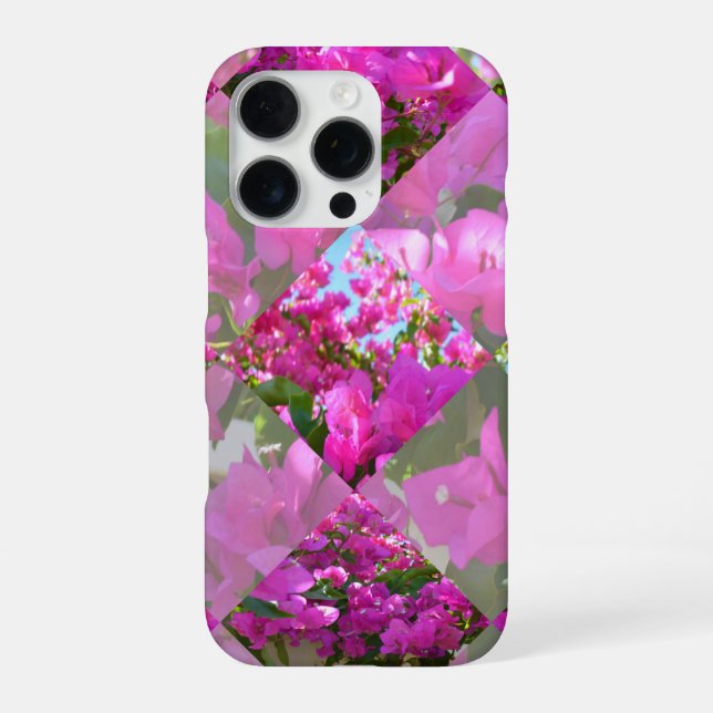 Funda Para iPhone Pink Bougainvillea Flowers Diamond Cut Design, (Reverso)