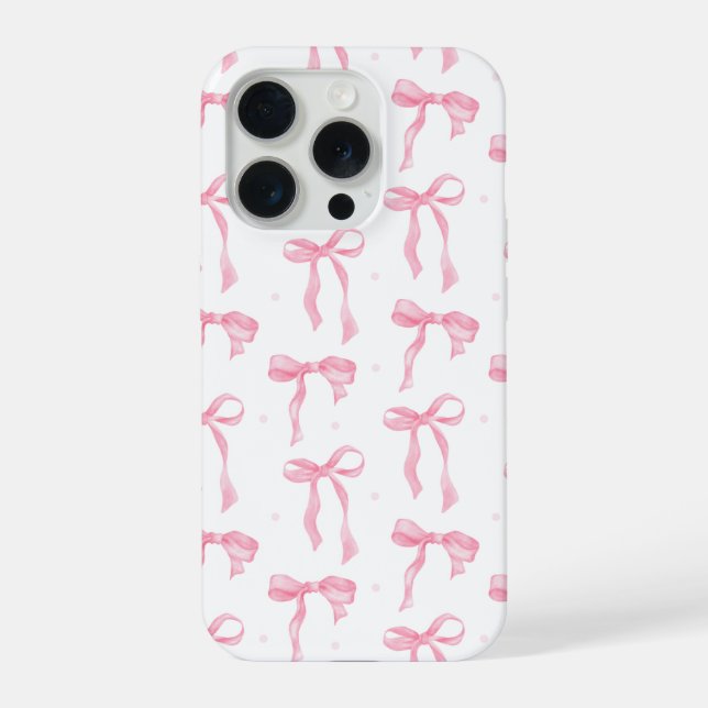 Funda Para iPhone Pink Bow Phone Case – Chic Black & Blush Pattern (Reverso )