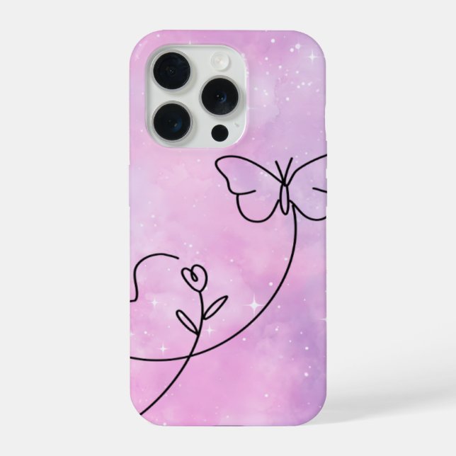Funda Para iPhone Pink Butterfly Heart Aesthetic Phone Case Design (Reverso )