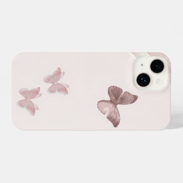 Funda Para iPhone Pink Butterfly Minimalist Phone Case (Reverso Horizontal)