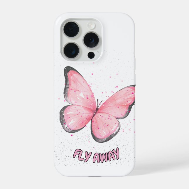 Funda Para iPhone pink glitter butterfly (Reverso )