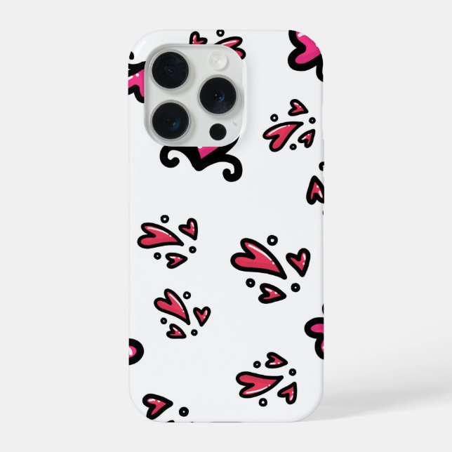 Funda Para iPhone Pink Hearts Pattern – Cute Doodle Design (Reverso )