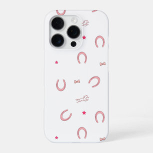 Funda Para iPhone 16 Pro Pink Horseshoe Horse Girl Phone Case