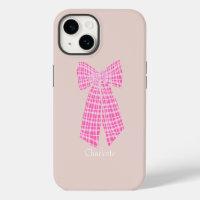 Pink Hot Gingham Romantic Coquette Hair Bow
