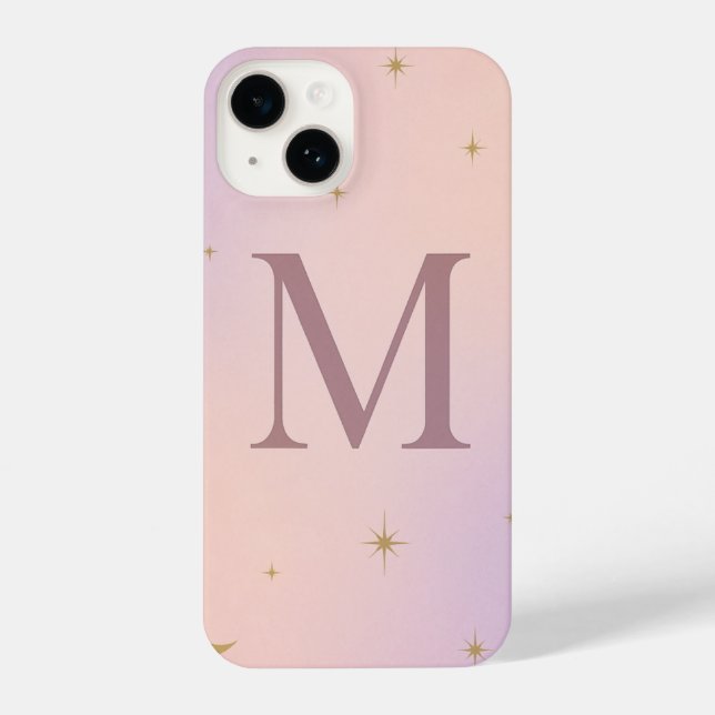Funda Para iPhone 💖 Pink Phone Case with Big Yellow “M” & Stars  (Reverso )