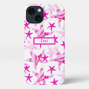 Pink Starfish Wave-silhouette acuarela