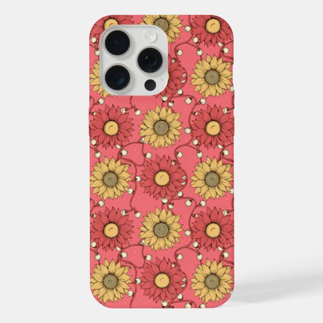 Funda Para iPhone Pink Sunflowers Christmas (Reverso )