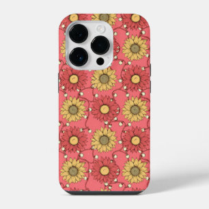 Funda Para iPhone 14 Pro Pink Sunflowers Christmas
