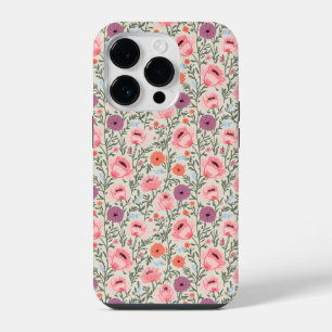 Funda Para iPhone 14 Pro Pink Wildflowers Watercolor