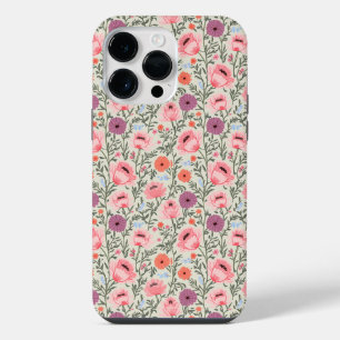 Funda Para iPhone 14 Pro Max Pink Wildflowers Watercolor