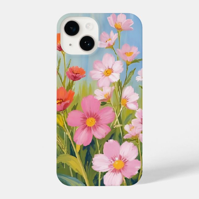 Funda Para iPhone Pink Wildflowers | Watercolor Floral Painting (Reverso )