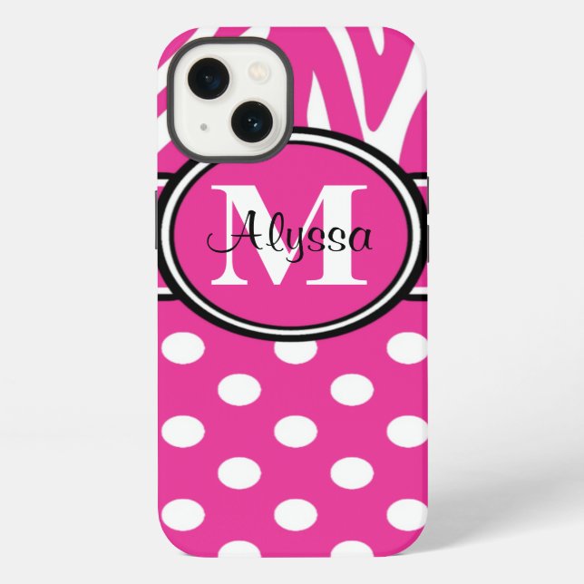 Funda Para iPhone Pink Zebra Dots Personalized (Reverso )