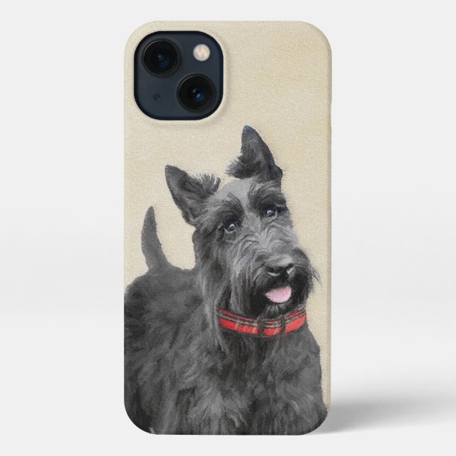 Funda Para iPhone Pintado Terrier Escocés - Arte Perro Original (Reverso )