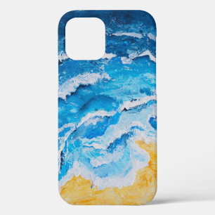 Funda Para iPhone 12 Pintura acrílica de mar y playa en caballete con