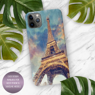 Funda Para iPhone 16 Pro Max Pintura al Acuarela Pastel de la Torre Eiffel de P