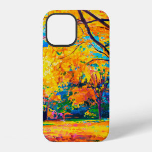 Funda Para iPhone 12 pintura al óleo sobre lienzo. Árboles amarillos. A