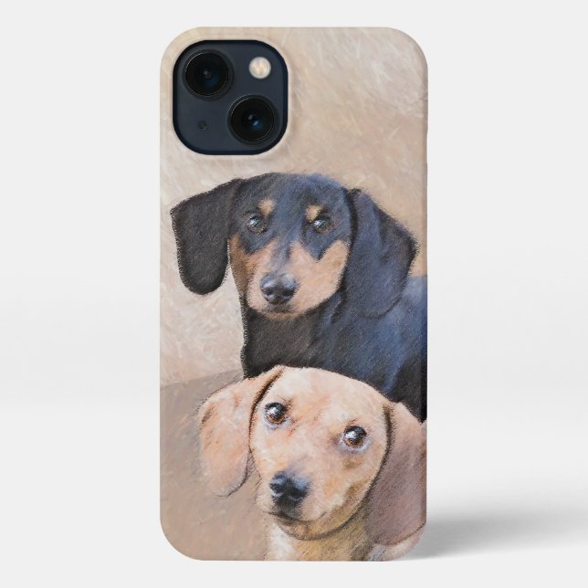 Funda Para iPhone Pintura Dachshund (suave) - Arte Perro Original (Reverso )