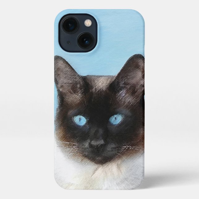 Funda Para iPhone Pintura de gatos siamesa - Arte de gatos original  (Reverso )