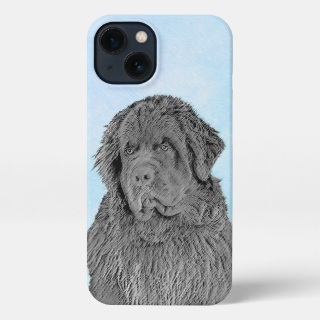 Funda Para iPhone Pintura de Newfoundland - Cute original Dog Art (Reverso )