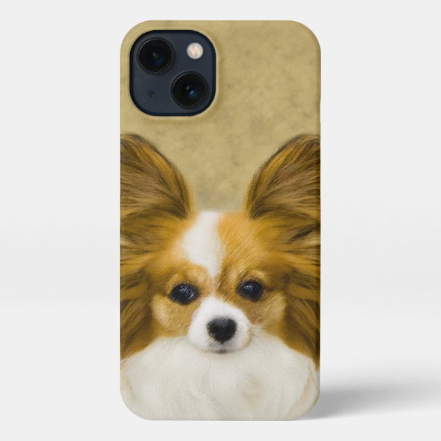 Funda Para iPhone Pintura de Papillon (Hound Tri) - Arte original de (Reverso )
