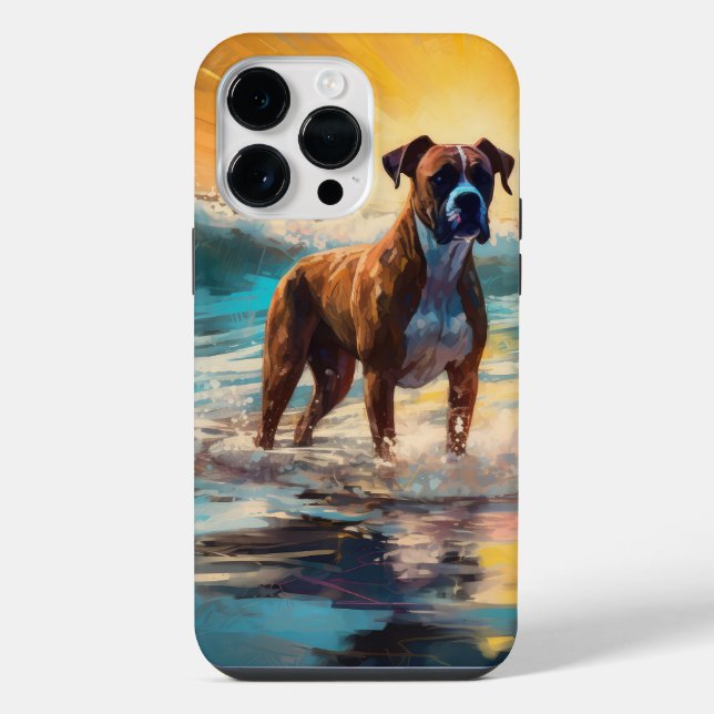 Funda Para iPhone Pintura de surf en la playa de Boxer (Reverso )