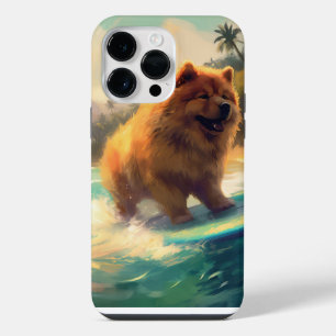 Funda Para iPhone 14 Pro Max Pintura de surf en la playa de Chow Chow