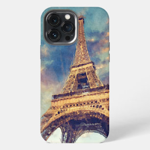 Funda Para iPhone 13 Pro Max Pintura en acuarela pastel de la Torre Eiffel de P