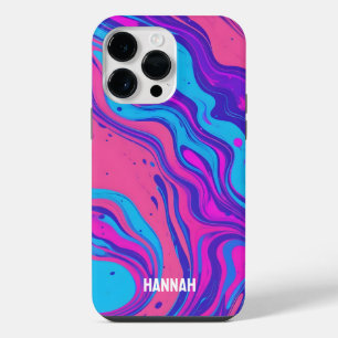 Funda Para iPhone 14 Pro Max Pintura líquida de neón personalizada Flujo Magent