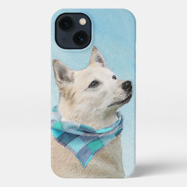 Funda Para iPhone Pintura noruega de Buhund - Arte original de perro (Reverso )