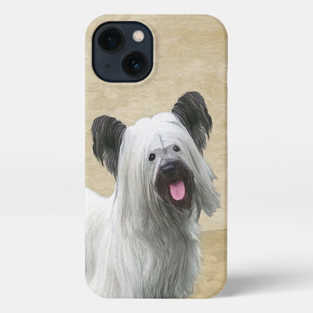 Funda Para iPhone Pintura Skye Terrier - Arte Perro Original. (Reverso )