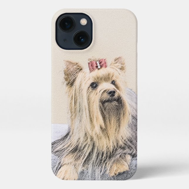 Funda Para iPhone Pintura Terrier de Yorkshire - Arte Perro Original (Reverso )