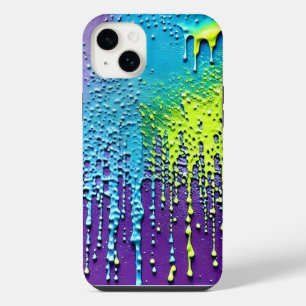 Funda Para iPhone 14 Plus Pintura Texturizada Confeti Neon Morado Verde Azul