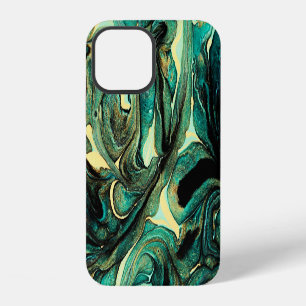 Funda Para iPhone 12 Pinturas acrílicas aguamarina: fondo abstracto.