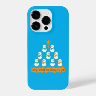 Funda Para iPhone 14 Pro Pirámide de árboles de Navidad hecha de muñecos de
