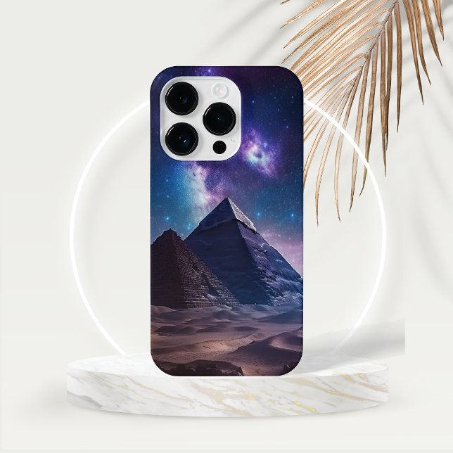 Funda Para iPhone Pirámides antiguas y cielo nocturno (Ancient Pyramids at Night Starry Sky and Drifting Sands Cell Phone case)