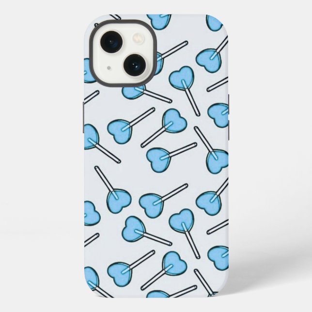 Funda Para iPhone Piruleta con forma de corazón azul (Reverso )