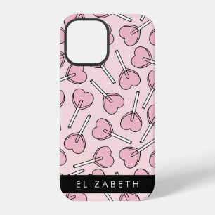 Funda Para iPhone 12 Pro Pirulís rosados, pirulís con forma de corazón, pir