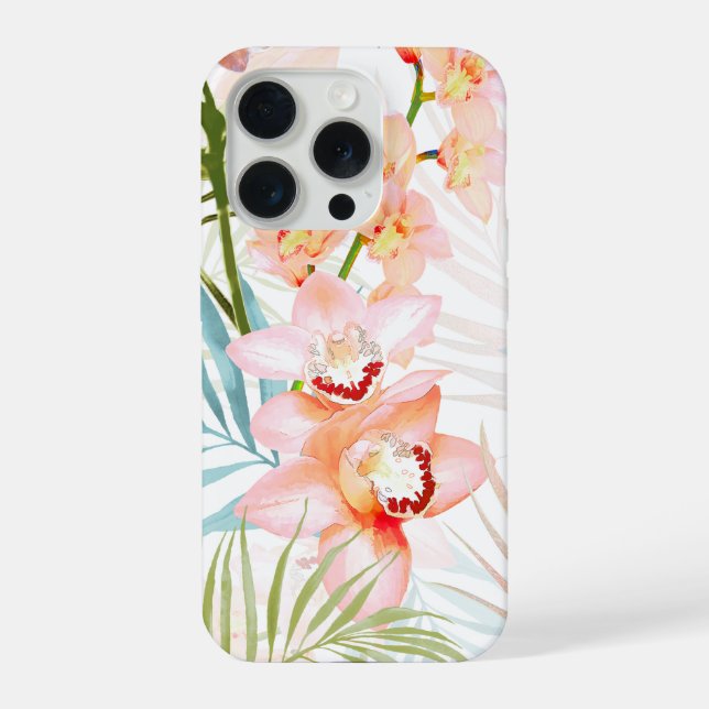Funda Para iPhone PixDezines Orchid Isle, Orquídeas Melocotón Palmer (Reverso )