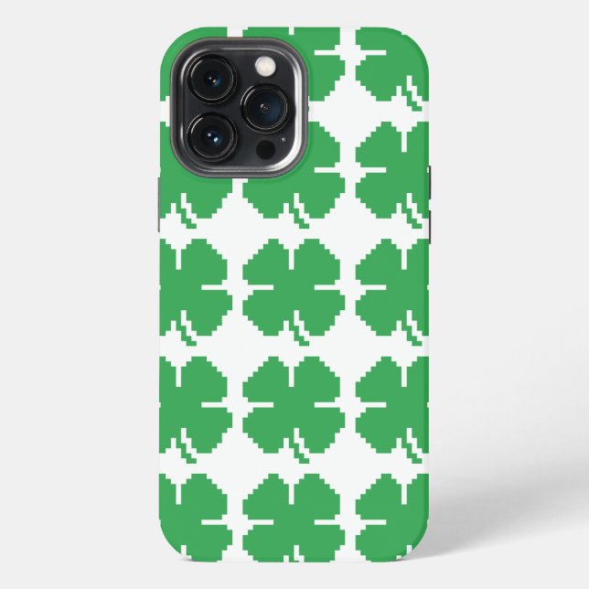 Funda Para iPhone Pixel Lucky Four Leaf Clover de 8 bits (Reverso )