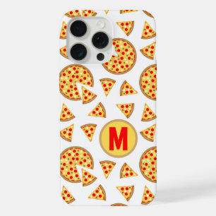 Pizza divertida y patrón de rebanadas en monograma