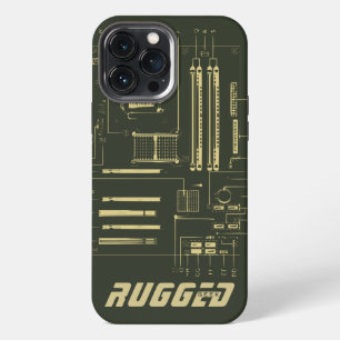 Funda Para iPhone 13 Pro Max placa base Tech GEEK robusta verde y dorada