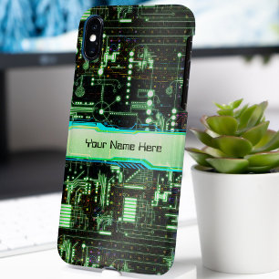 Funda Para iPhone 14 Placa de Circuito Personalizable Verde