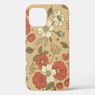 Funda Para iPhone 12 Placa de jardín sin fisuras de adormidera y de mar