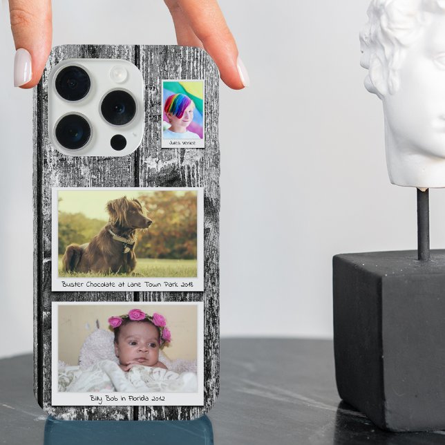 Funda Para iPhone Placas negras rusticas de 3 Collages de fotos (Subido por el creador)