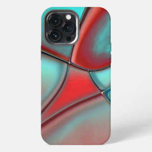 Funda Para iPhone 13 Pro Max Placas retorcidas con borde convexo rojo y turques
